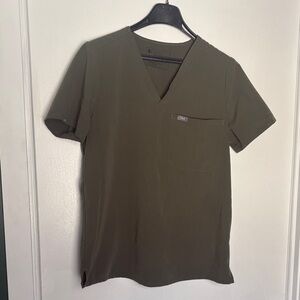 Figs Olive V-Neck Scrub Top